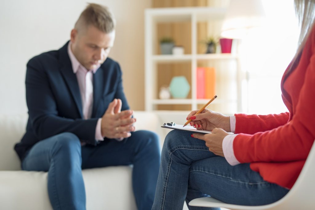 man having session in residential treatment